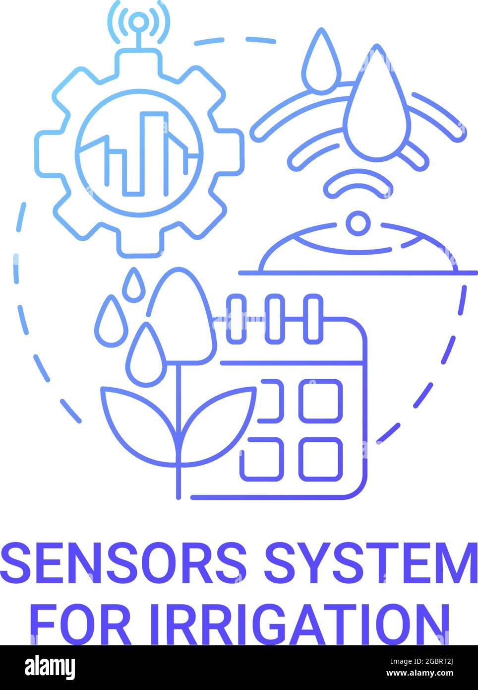 Sensor system for irrigation gradient blue concept icon. Automatic ...