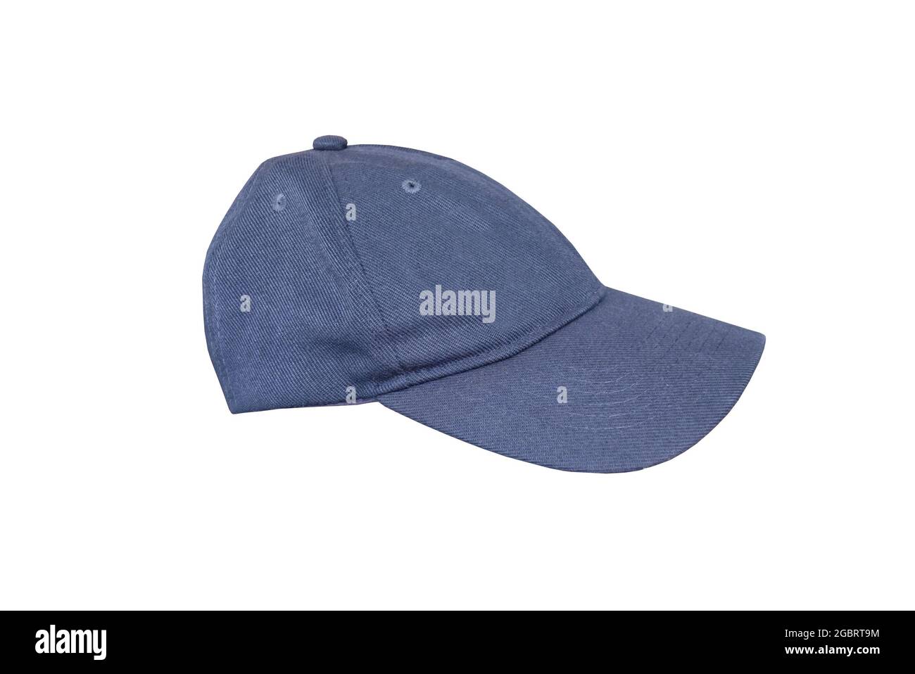 Side of blue hat or blue cap isolated on white background and have clipping paths. Stock Photo