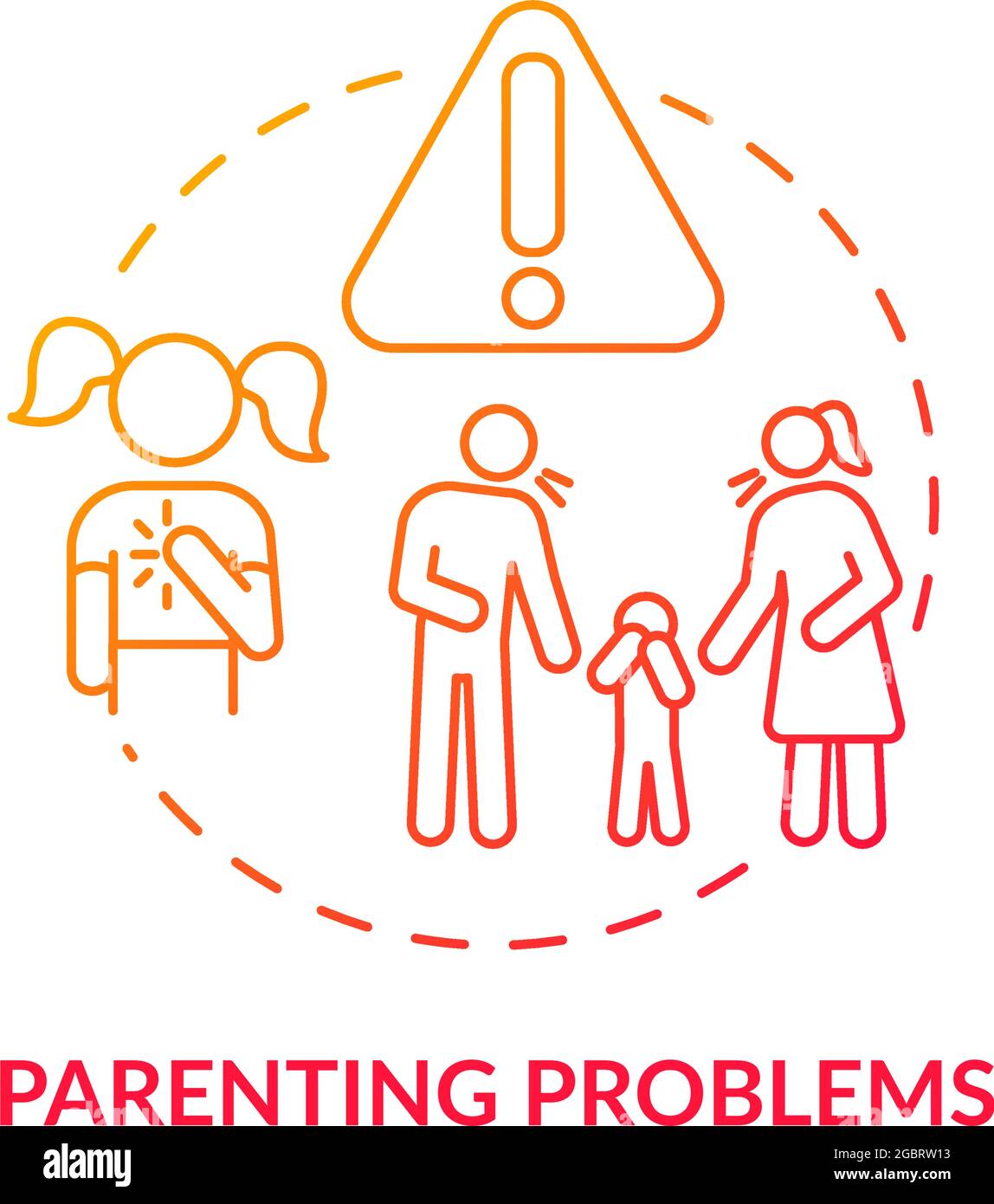 Parenting problem red concept icon Stock Vector