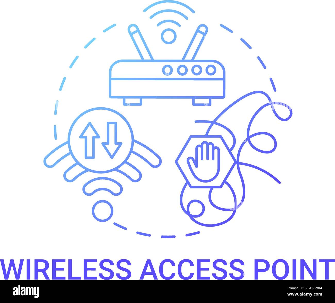 Wireless access point gradient blue concept icon. Modem connection