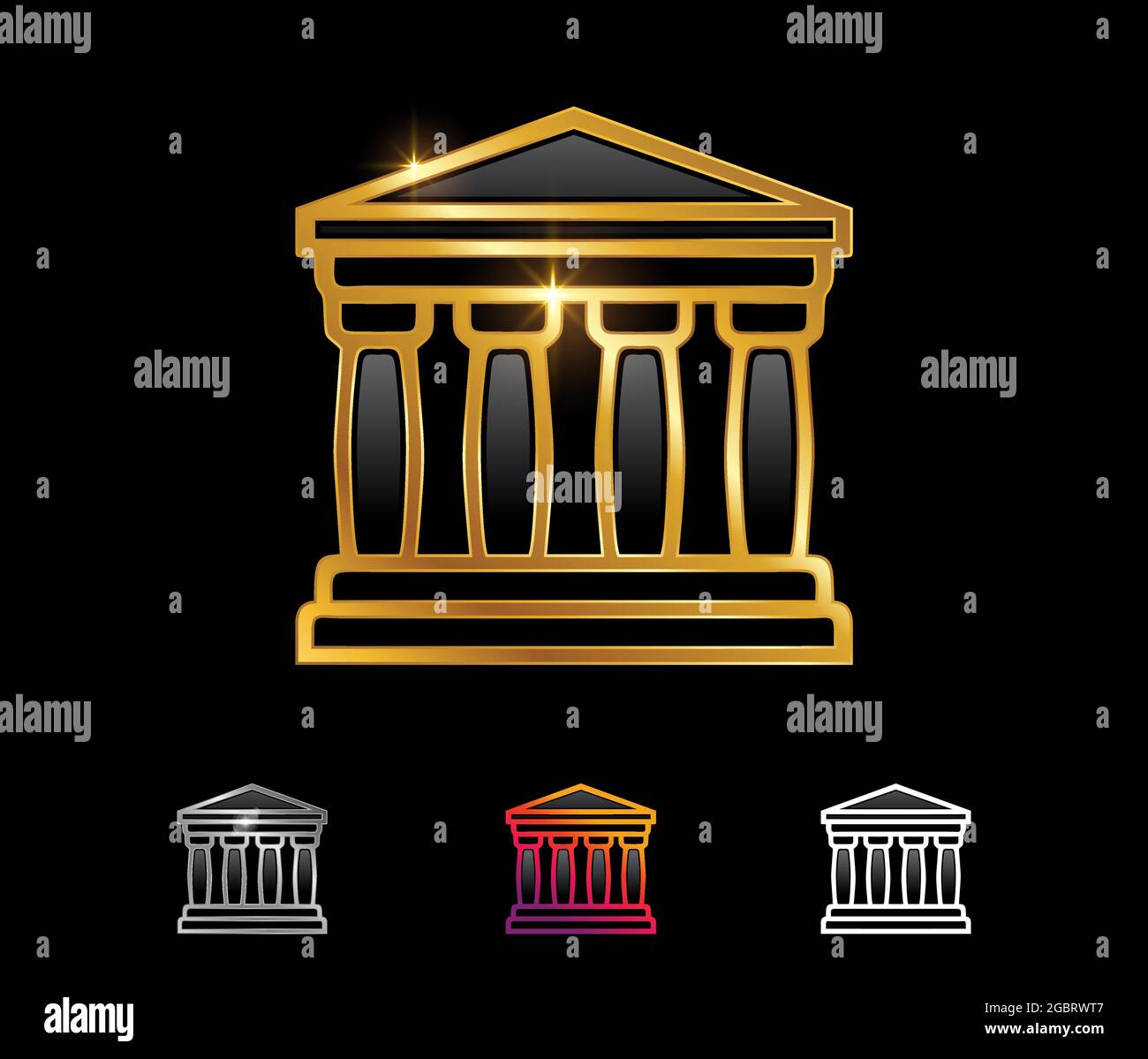 A vector illustration set of Golden Greek Temple Vector Sign Stock Vector