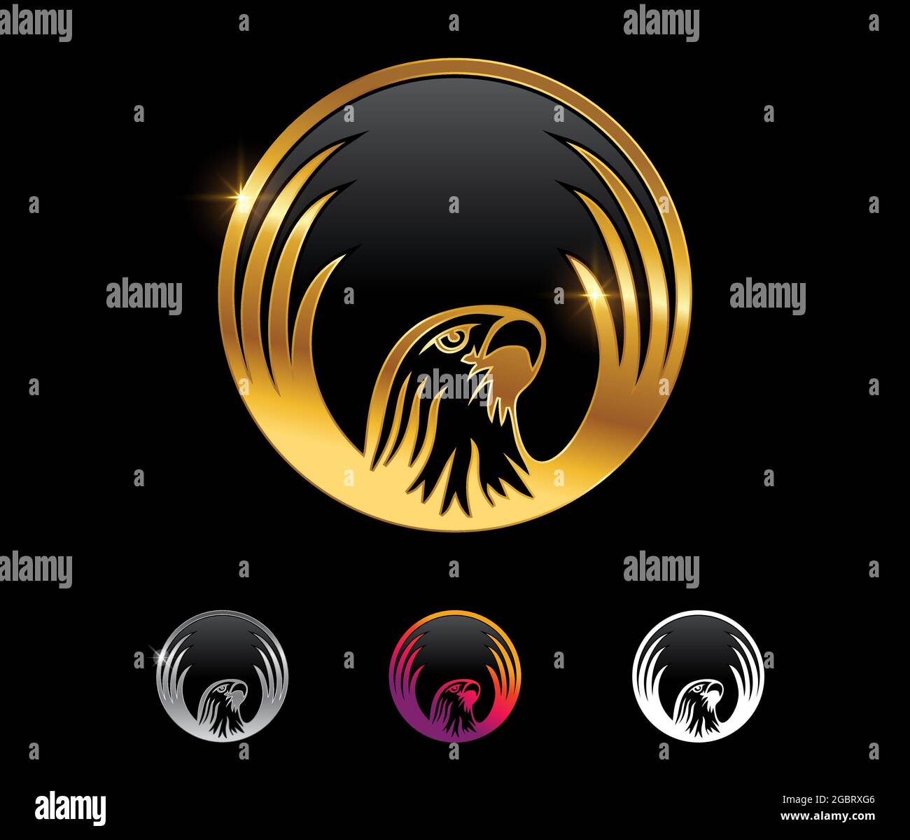 A vector Illustration set of Golden Eagle Circle Vector Sign Stock ...