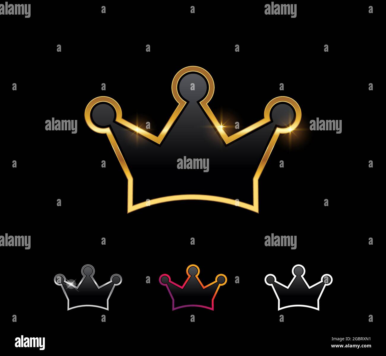 A Vector Illustration set of Golden Crown Vector Sign in black ...