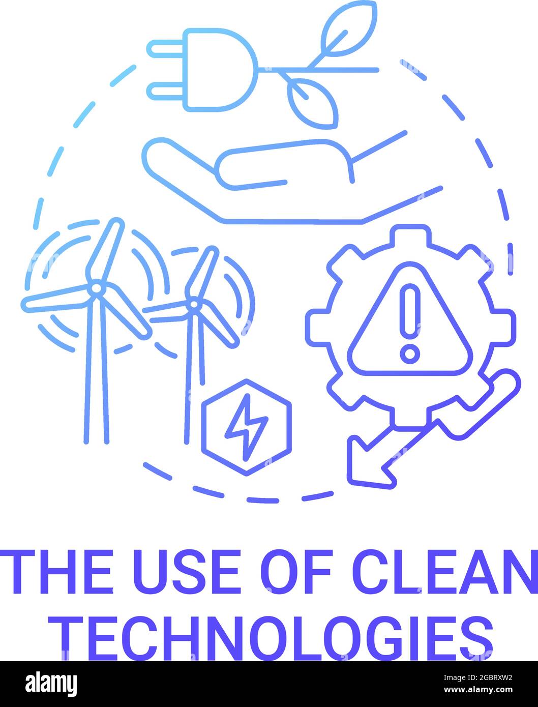 Use of clean technologies gradient blue concept icon Stock Vector