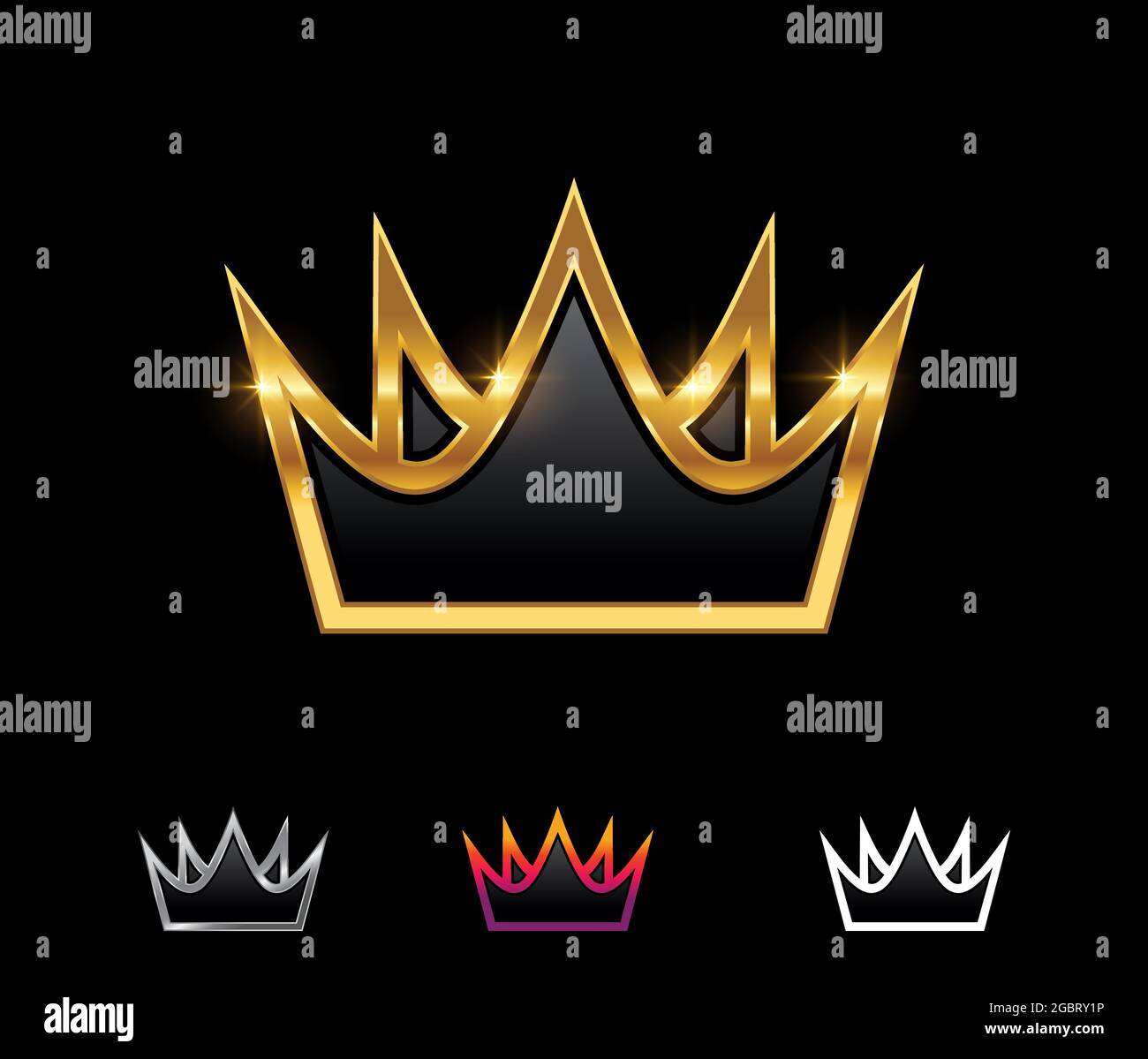 A Vector Illustration set of Golden Royal Crown Vector Sign Stock ...
