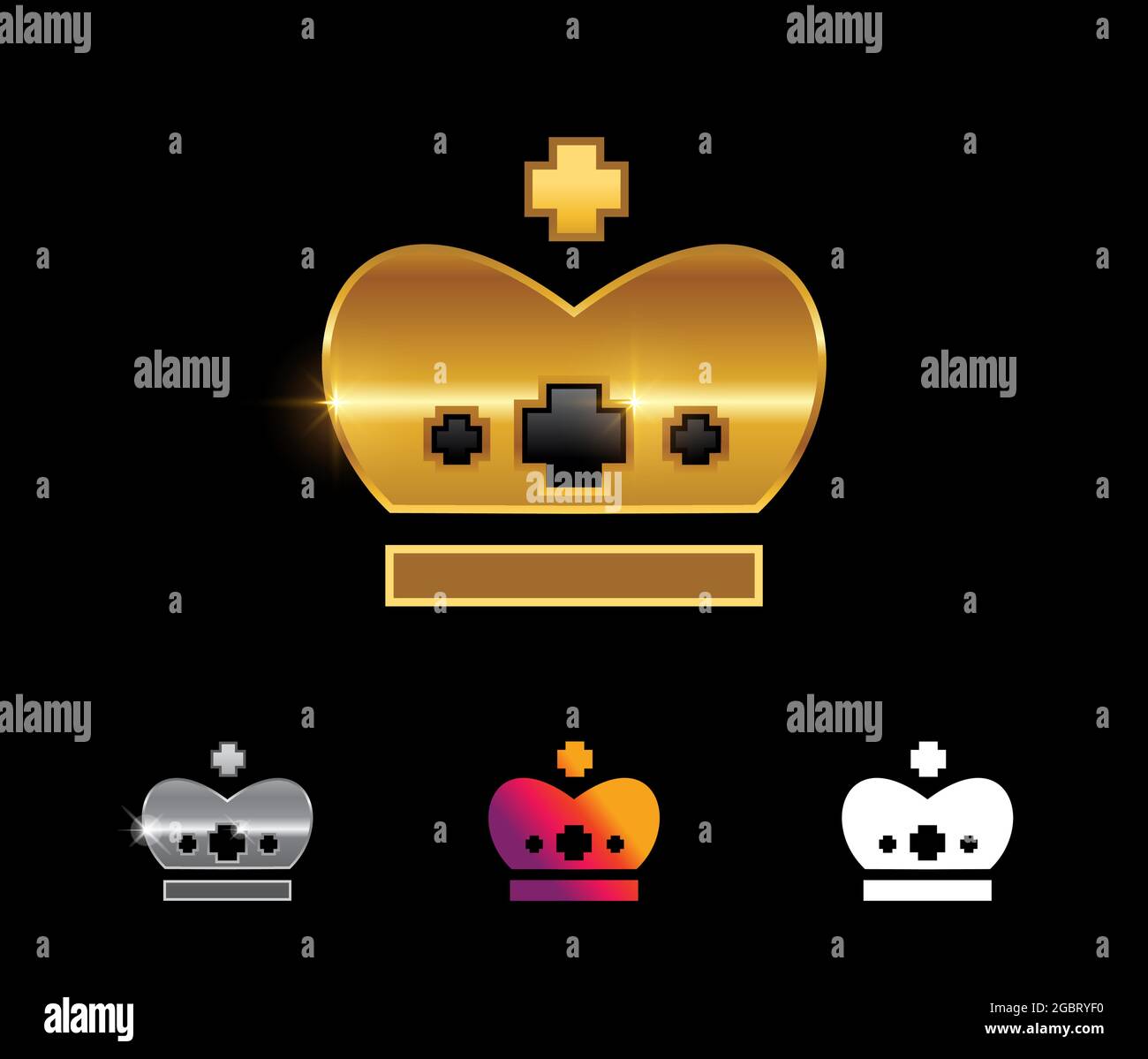 A Vector Illustration set of Golden Crown Vector Sign in black ...