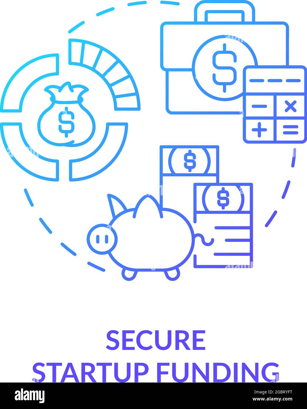 Secure startup funding blue gradient concept icon Stock Vector