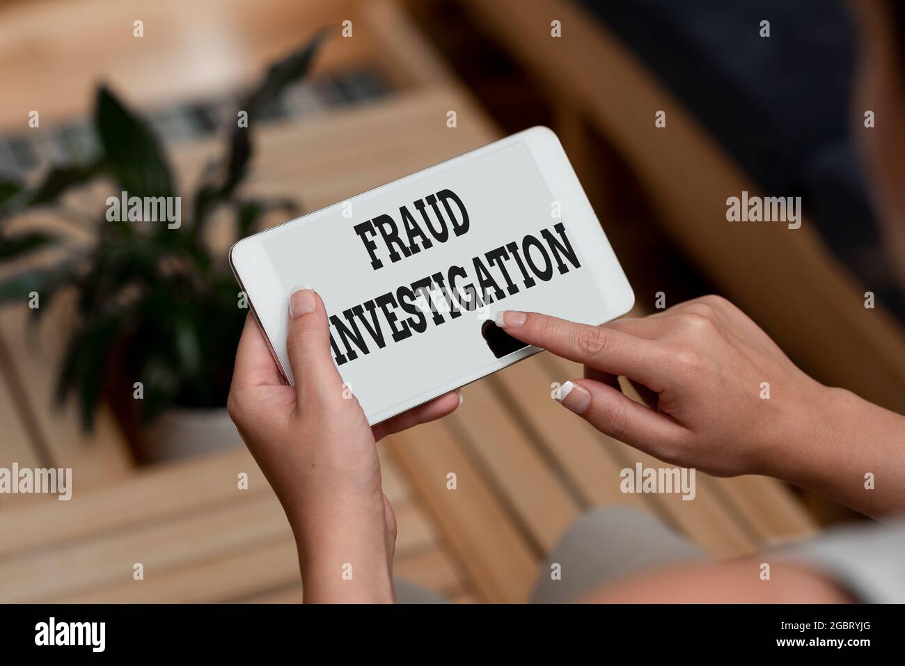 Conceptual caption Fraud Investigation. Business concept process of determining whether a scam has taken place Voice And Video Calling Capabilities Stock Photo