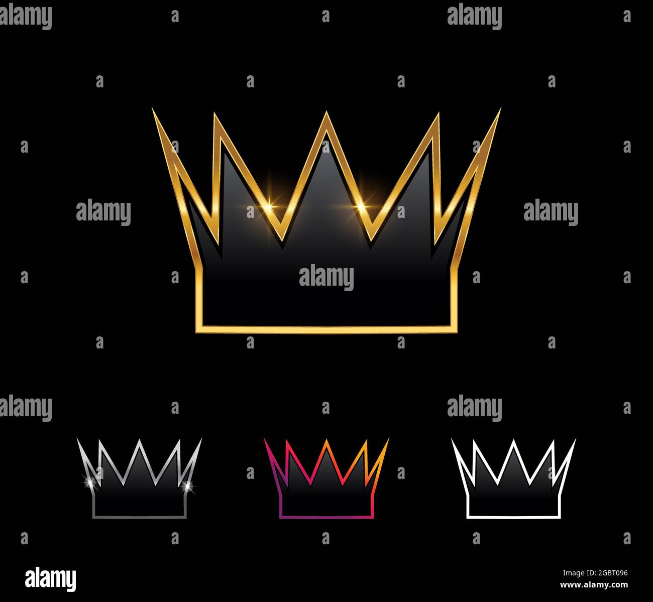 A Vector Illustration set of Golden Crown Line Vector Sign Stock Vector ...