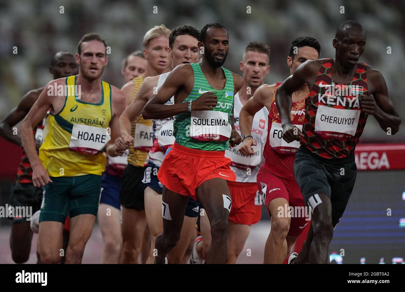 Tokyo, Japan. 5th Aug, 2021. Ayanleh Souleiman (C) of Djibouti competes