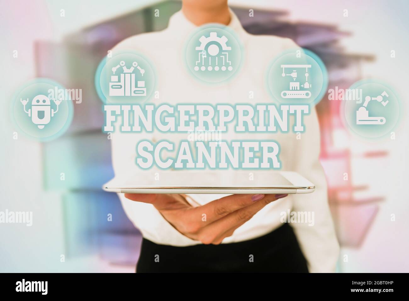 Conceptual display Fingerprint Scanner. Word Written on Use fingerprint