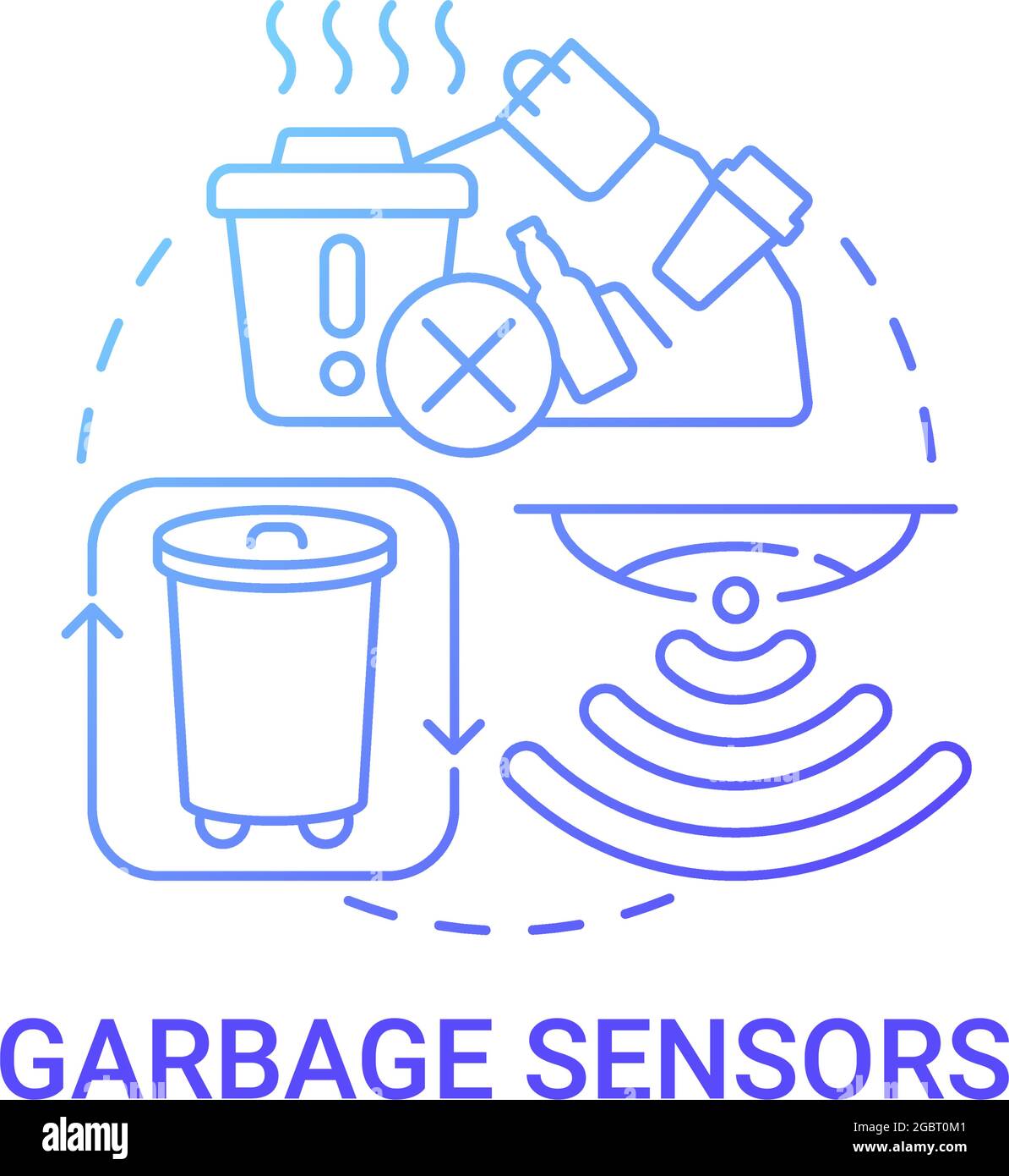 Garbage sensors gradient blue concept icon Stock Vector