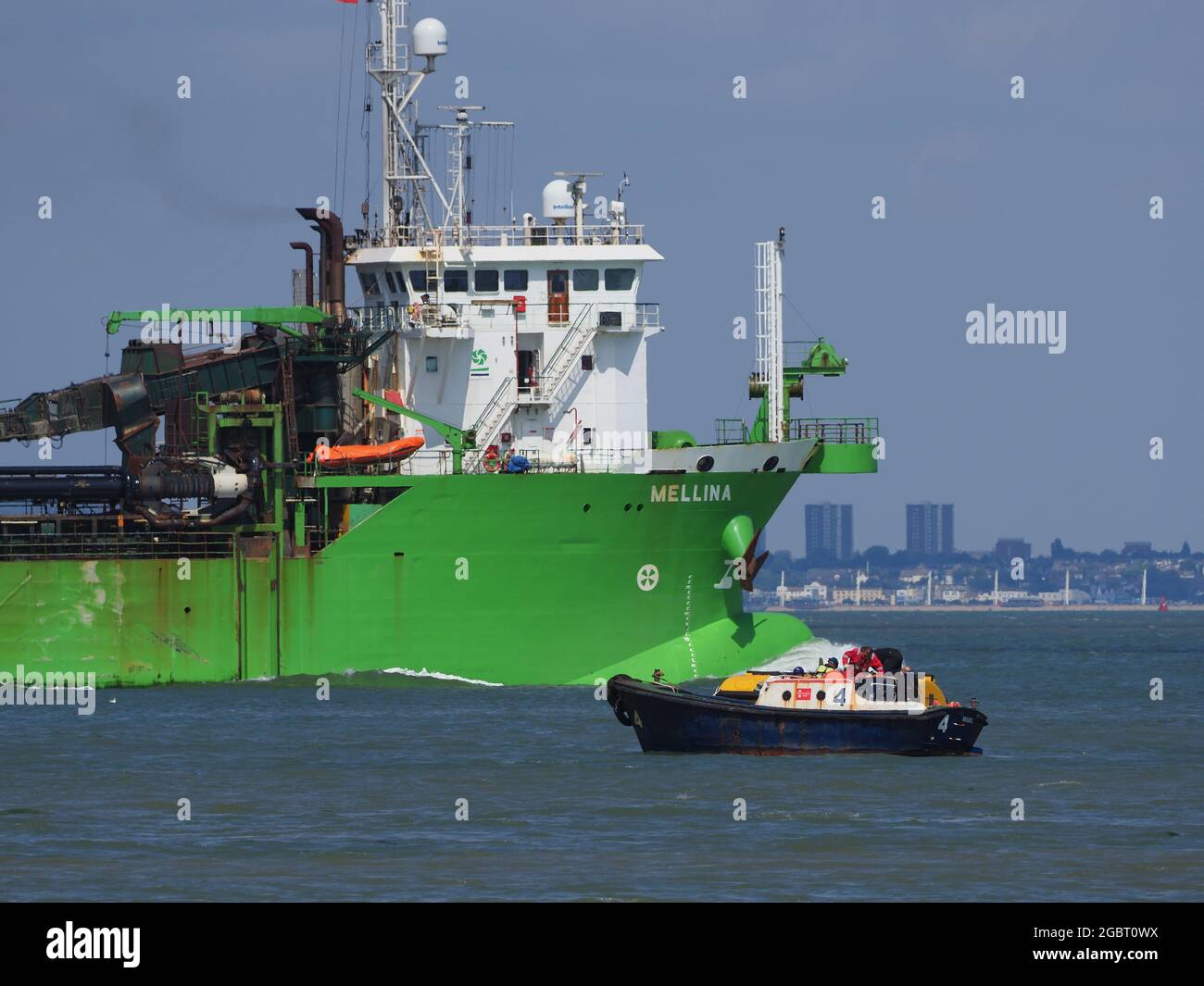 Sheerness, Kent, UK. 5th August, 2021. A mooring buoy being installed
