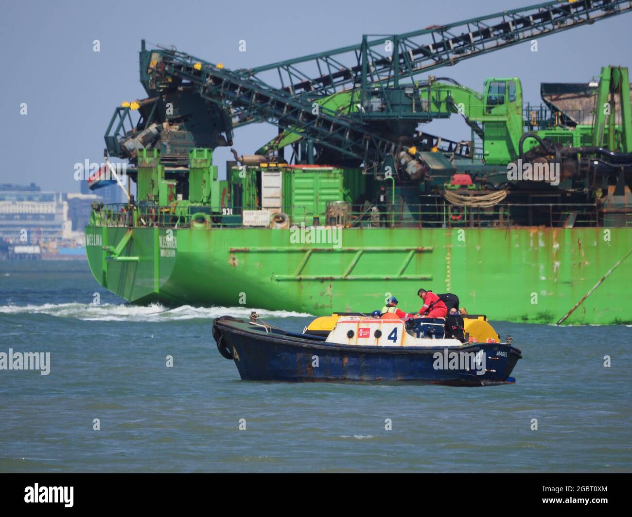 Sheerness, Kent, UK. 5th August, 2021. A mooring buoy being installed