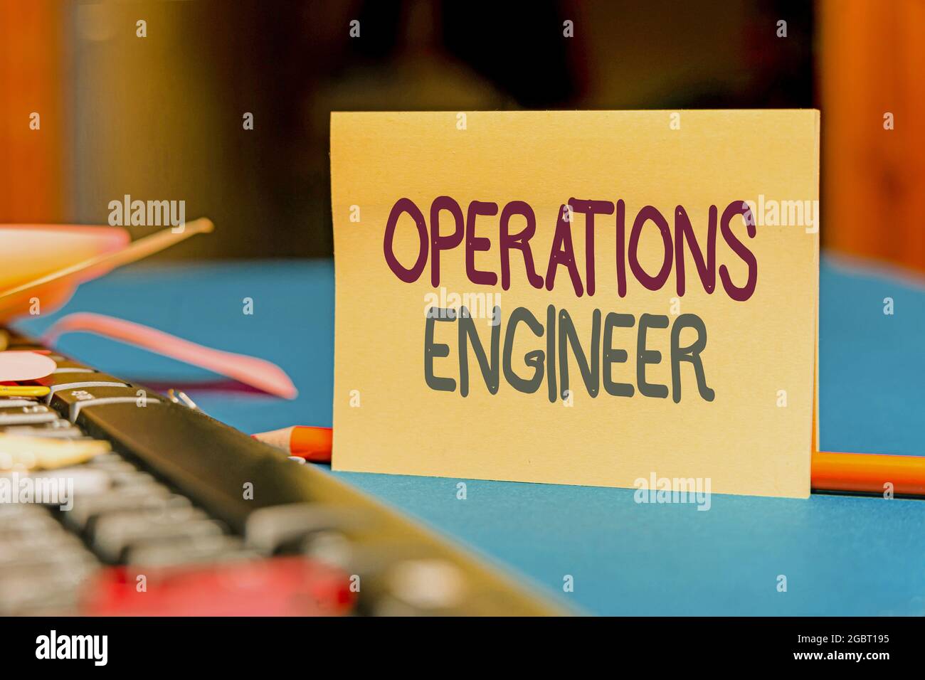 Text sign showing Operations Engineer. Word for analyze and design