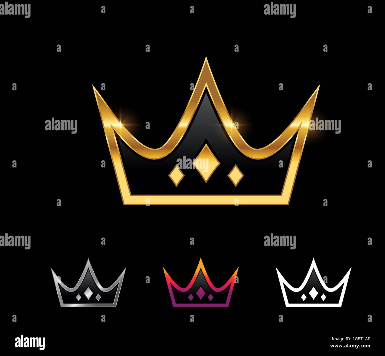 A vector Illustration set of Golden Royal Crown Vector Sign Stock ...