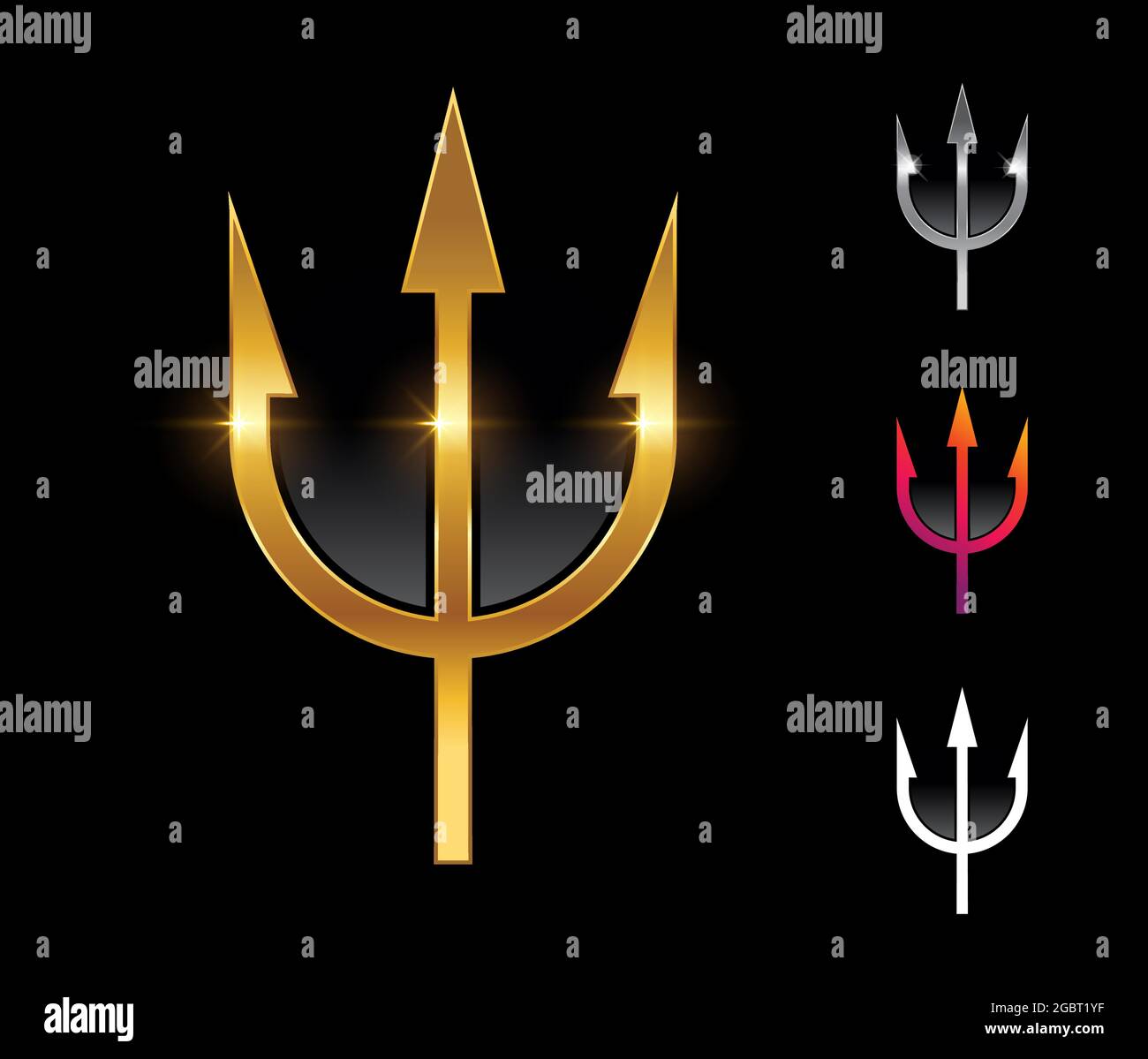 A vector Illustration set of Golden Trident Vector Sign Stock Vector