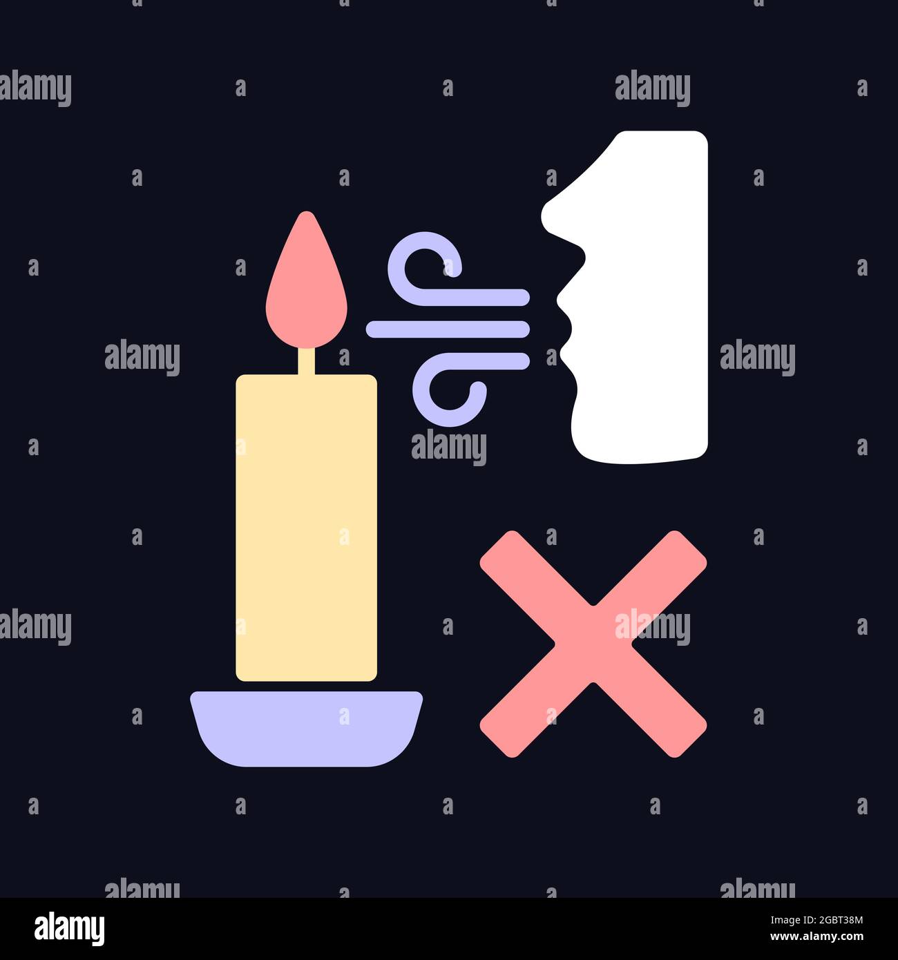 Never blow out candle flame RGB color manual label icon for dark theme.  Isolated vector illustration on night mode background. Simple filled line  draw Stock Vector Image \u0026 Art - Alamy, image size:1300x1390