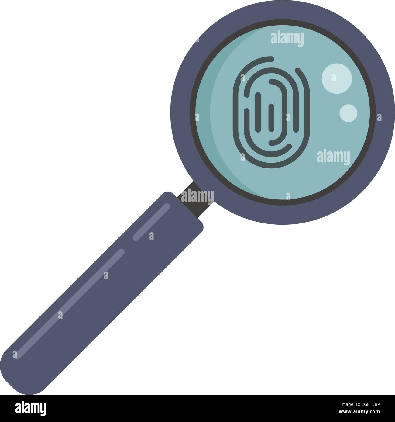 Policeman magnifier fingerprint icon. Flat illustration of policeman ...