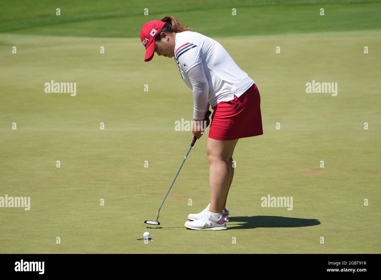 Saitama, Japan. 5th Aug, 2021. Park In-bee of South Korea competes during the women's individual stroke play 2nd round of golf at the Tokyo 2020 Olympic Games in Saitama, Japan, Aug. 5, 2021. Credit: Zheng Huansong/Xinhua/Alamy Live News Stock Photo