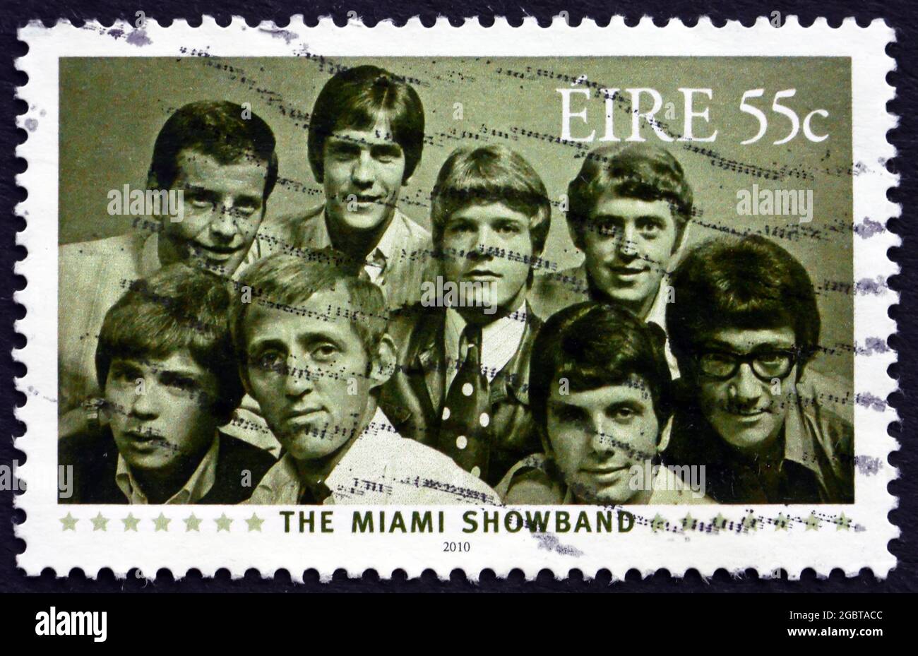IRELAND - CIRCA 2010: A stamp printed in Ireland shows The Miami Showband, Irish Vocal Group, circa 2010 Stock Photo