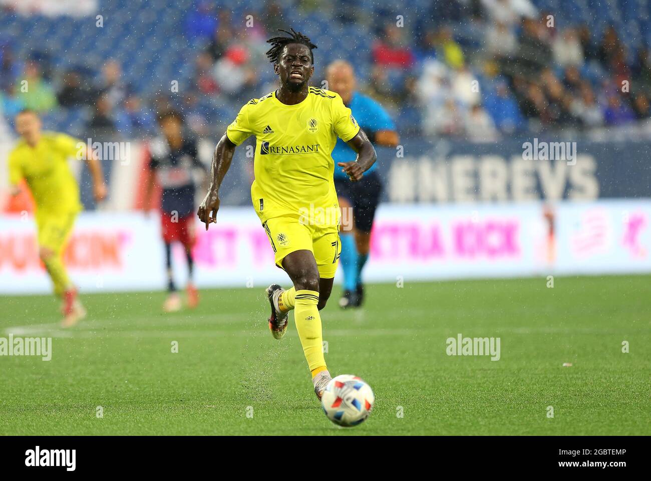 August 4, 2021; Foxborough, MA, USA; Nashville SC forward Ake Loba (72) in action during an MLS match between Nashville SC and New England Revolution at Gillette Stadium. Anthony Nesmith/CSM Stock Photo