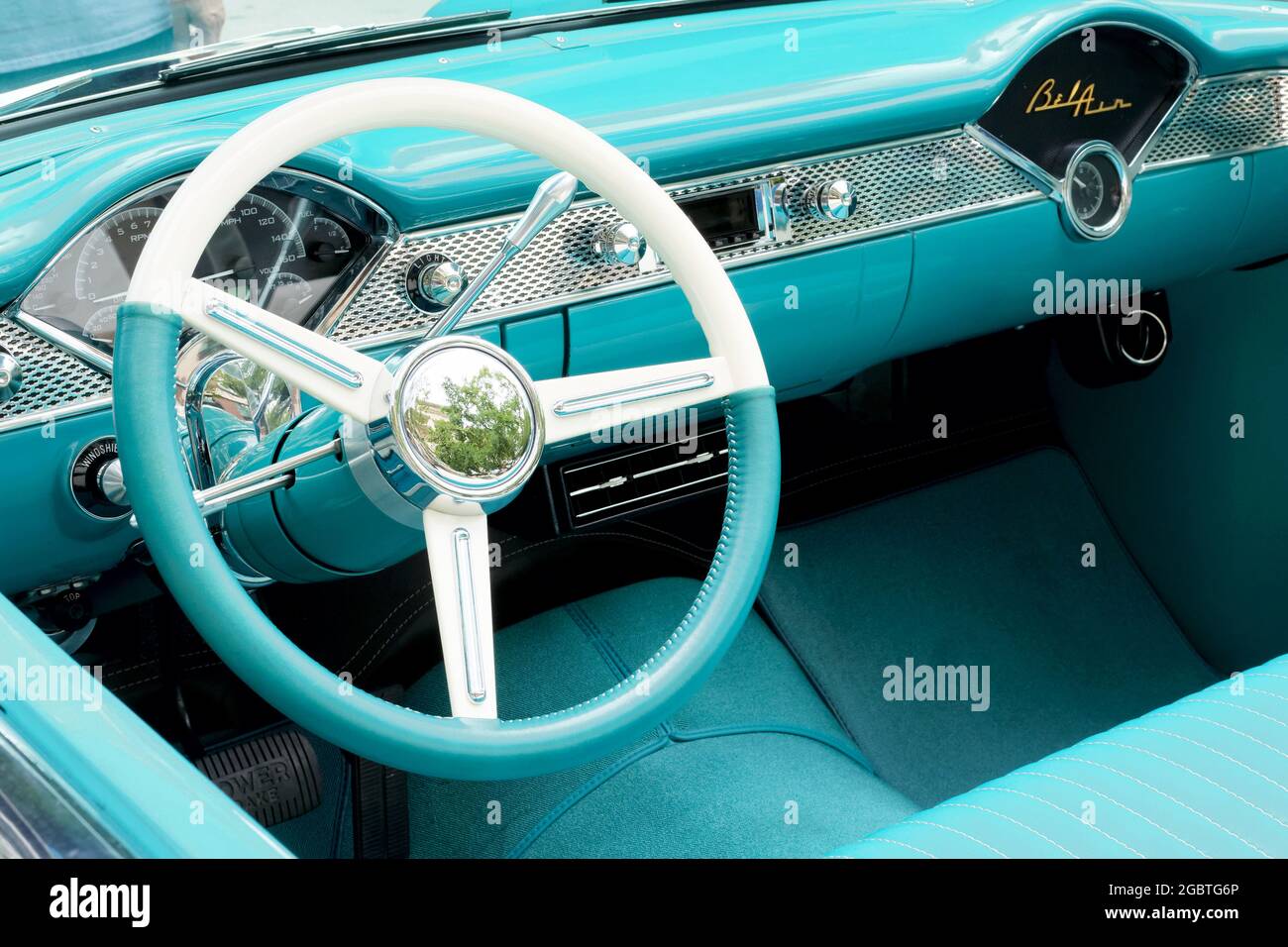 1957 Chevrolet Interior Aqua Stock Photo