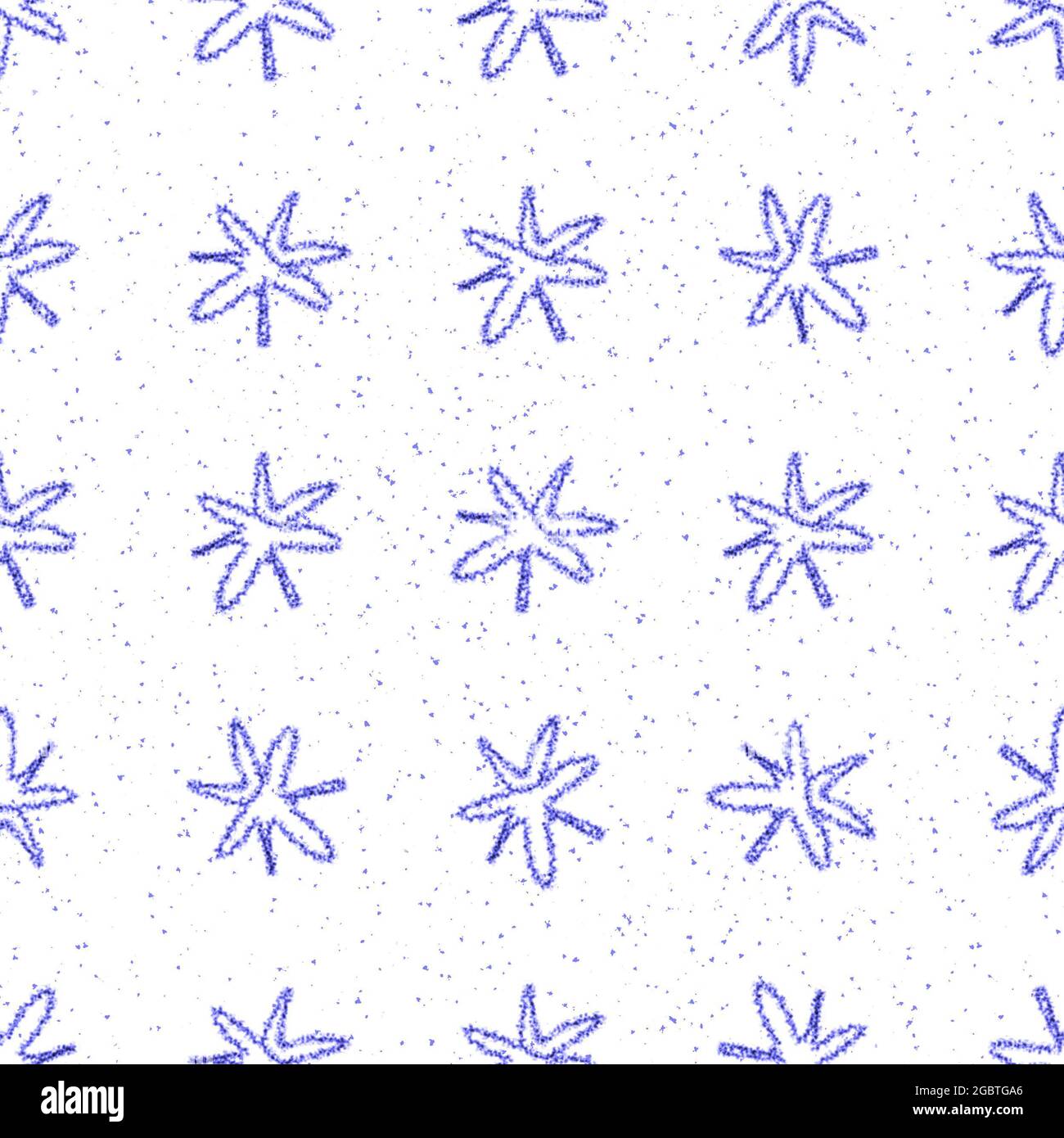 Hand Drawn blue Snowflakes Christmas Seamless Pattern. Subtle Flying ...