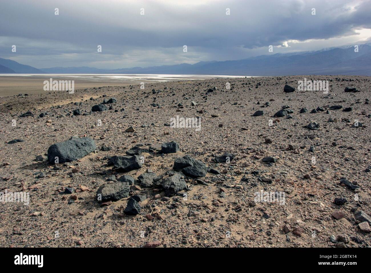 Death Valley is a long, narrow, north-south trending, fault bounded trough bordered by mountains in California, USA. Stock Photo