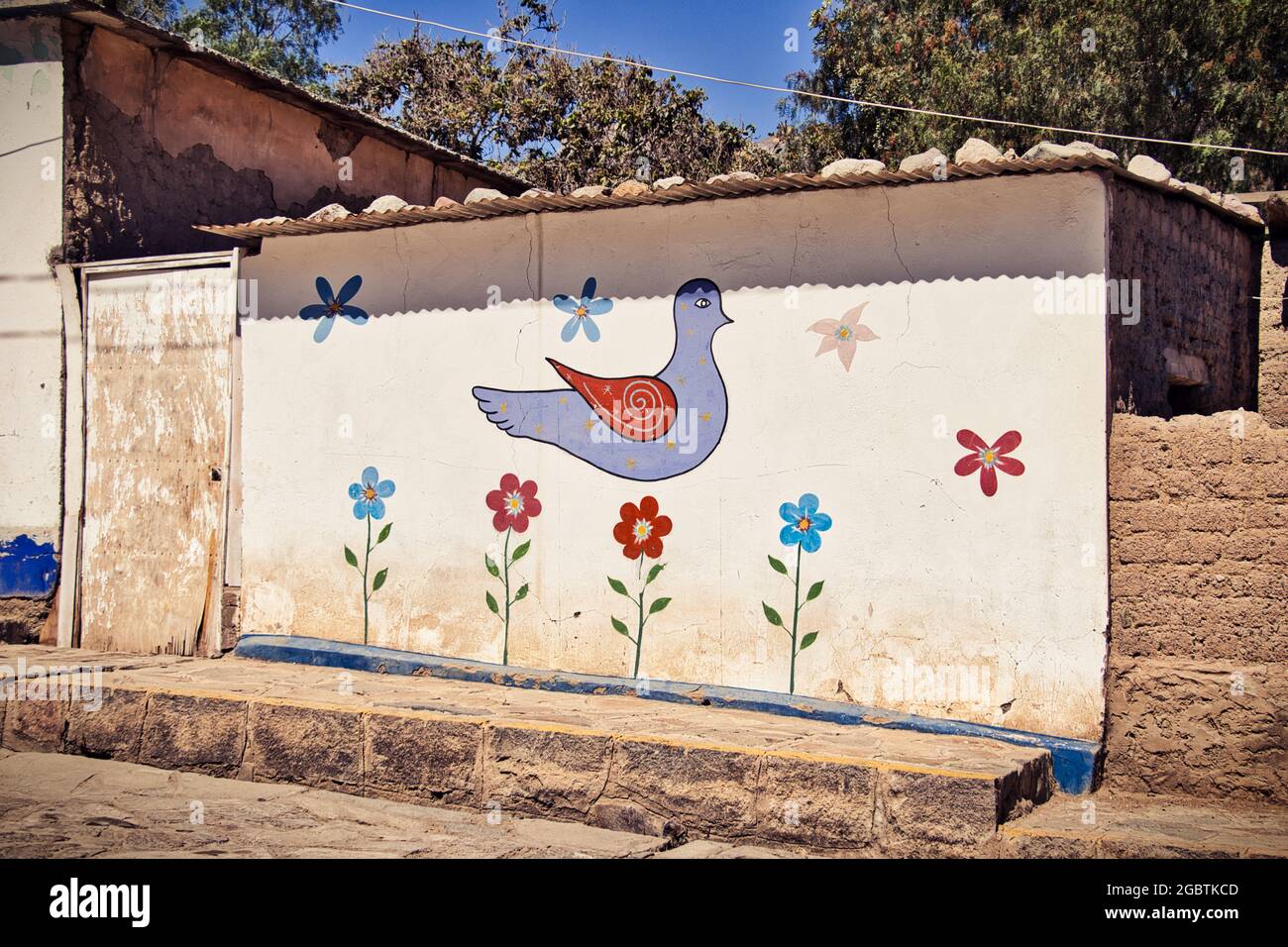 Wall painting at Rural small town in Perú Stock Photo