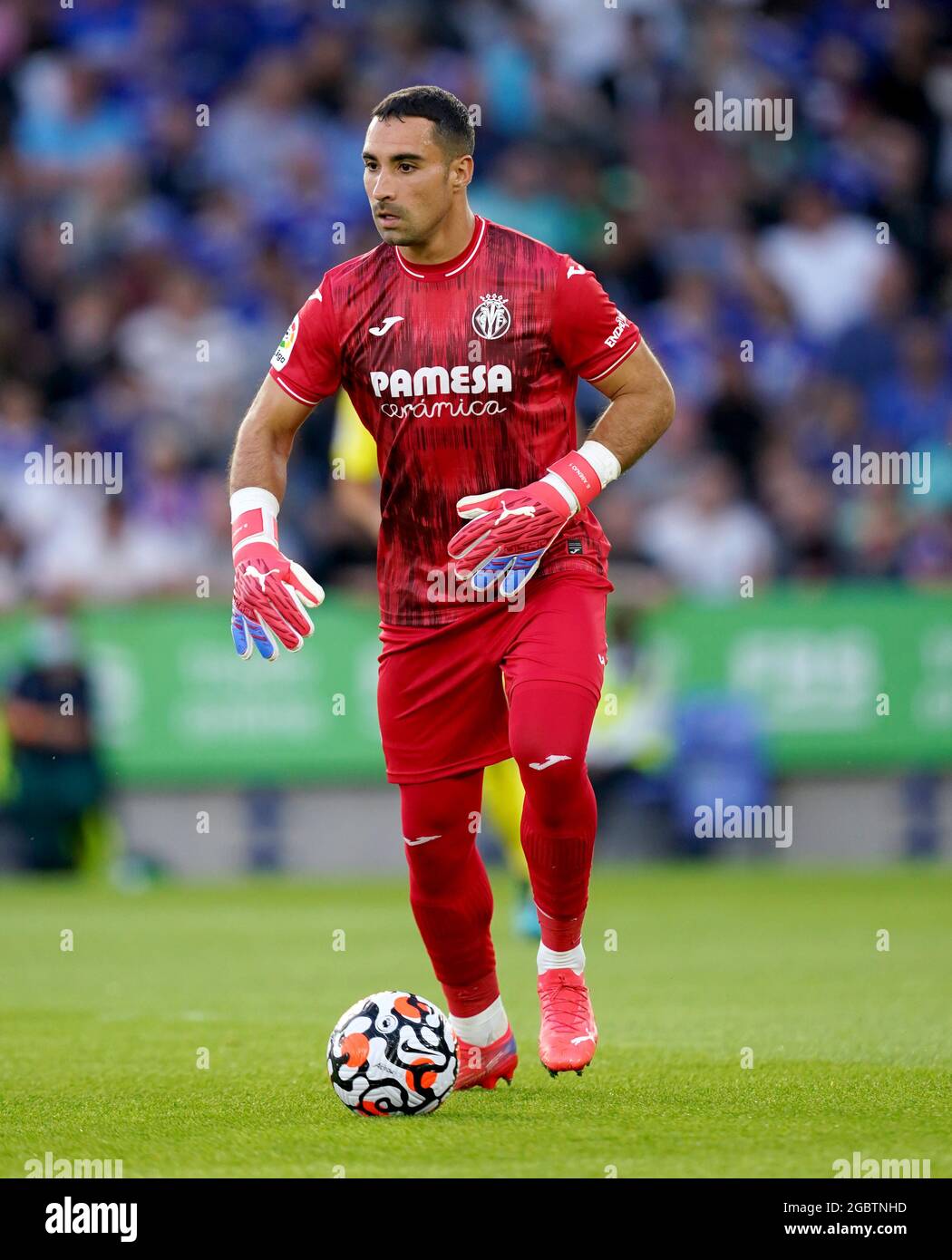 Villareal goalkeeper Sergio Asenjo during the Pre-Season Friendly match at The King Power Stadium, Leicester. Picture date: Wednesday August 4, 2021. Stock Photo