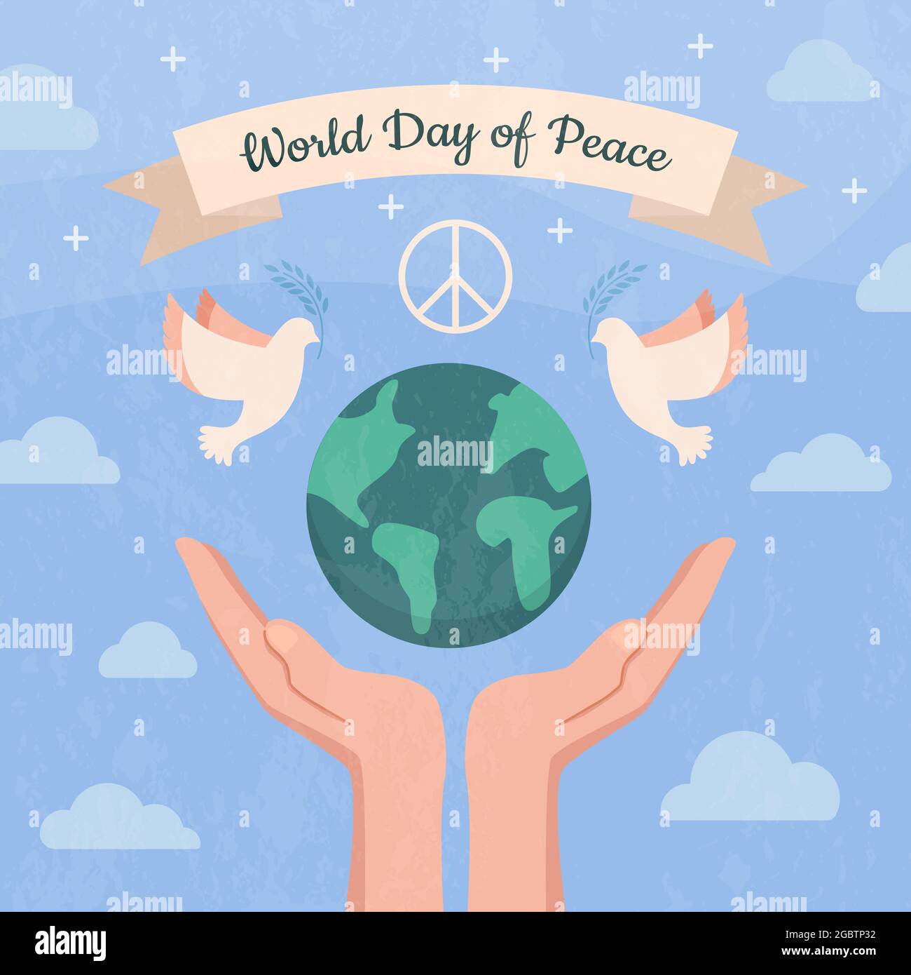 Hands support the planet earth, take care  Stock Vector