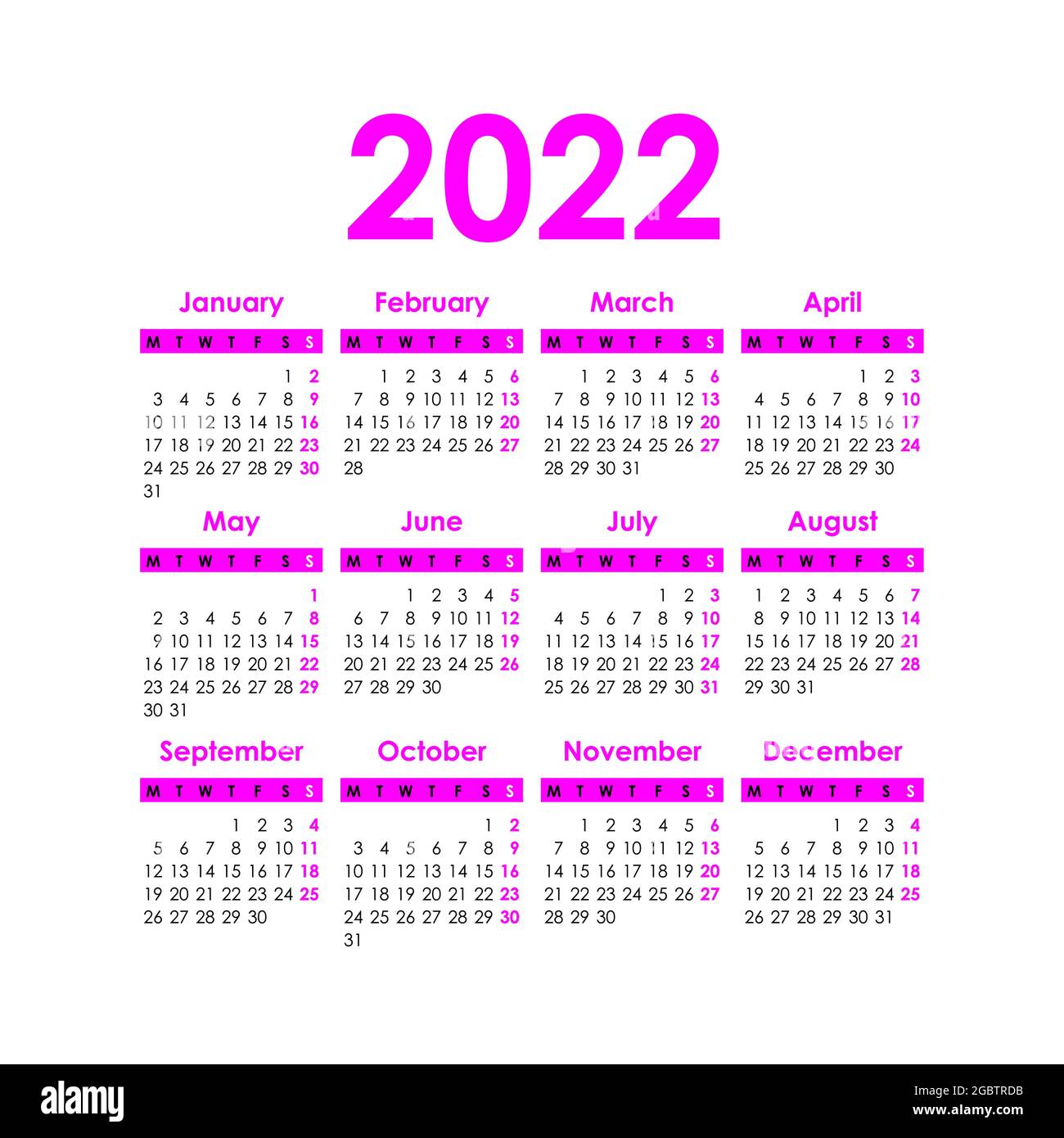 2022 calendar template week start monday calendar design in black and white holidays in colors vector stock vector image art alamy