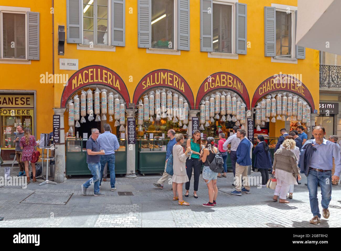 Lugano, Switzerland - June 14, 2019: Famous Gabbani Shop at Via Pessina Street in Lugano, Switzerland. Stock Photo