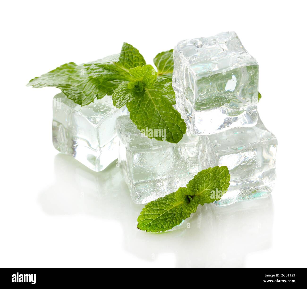 Ice with mint isolated on white Stock Photo Alamy