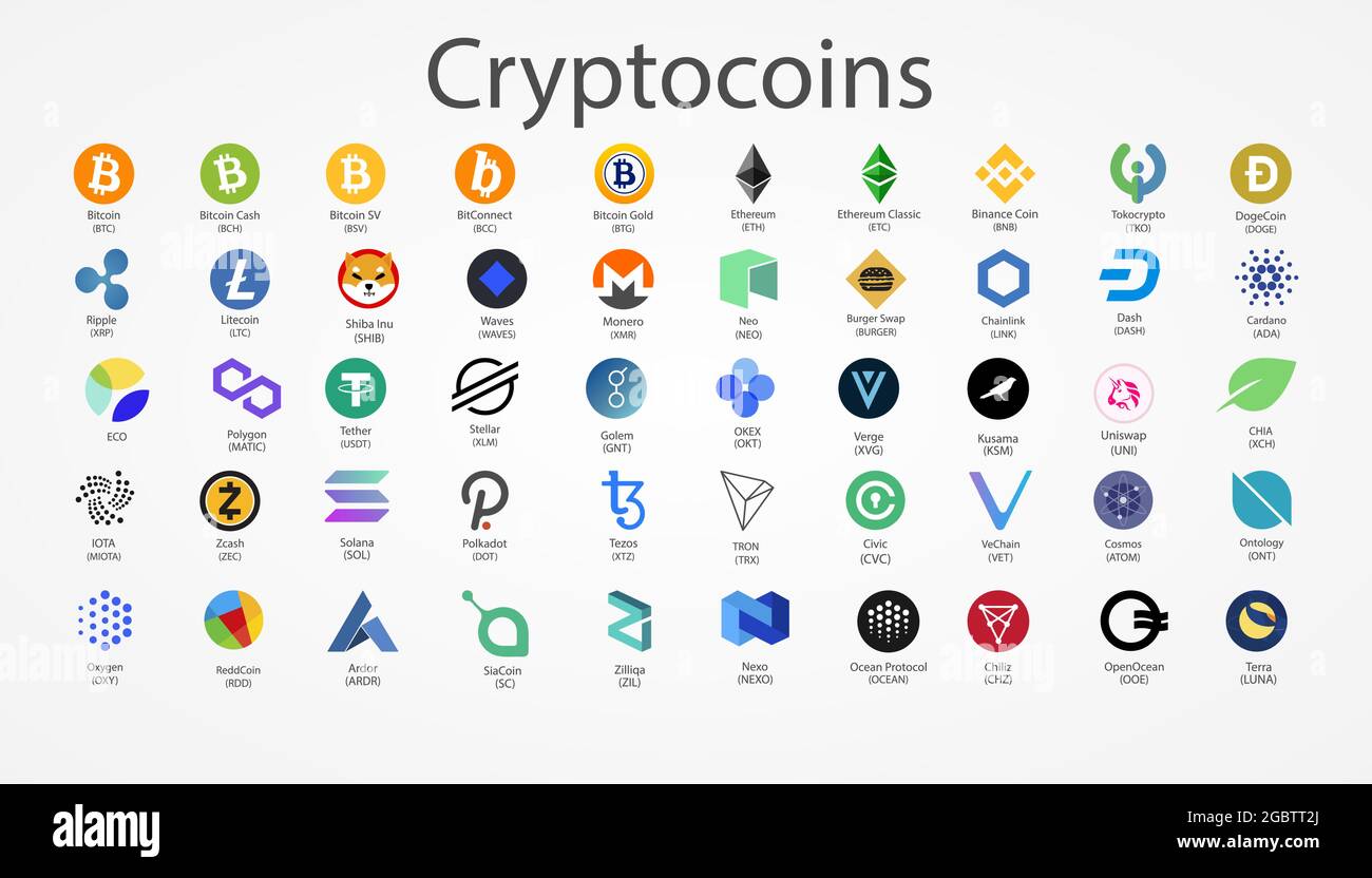 Cryptocurrency vector coins icons isolated on white background Stock Vector  Image & Art - Alamy
