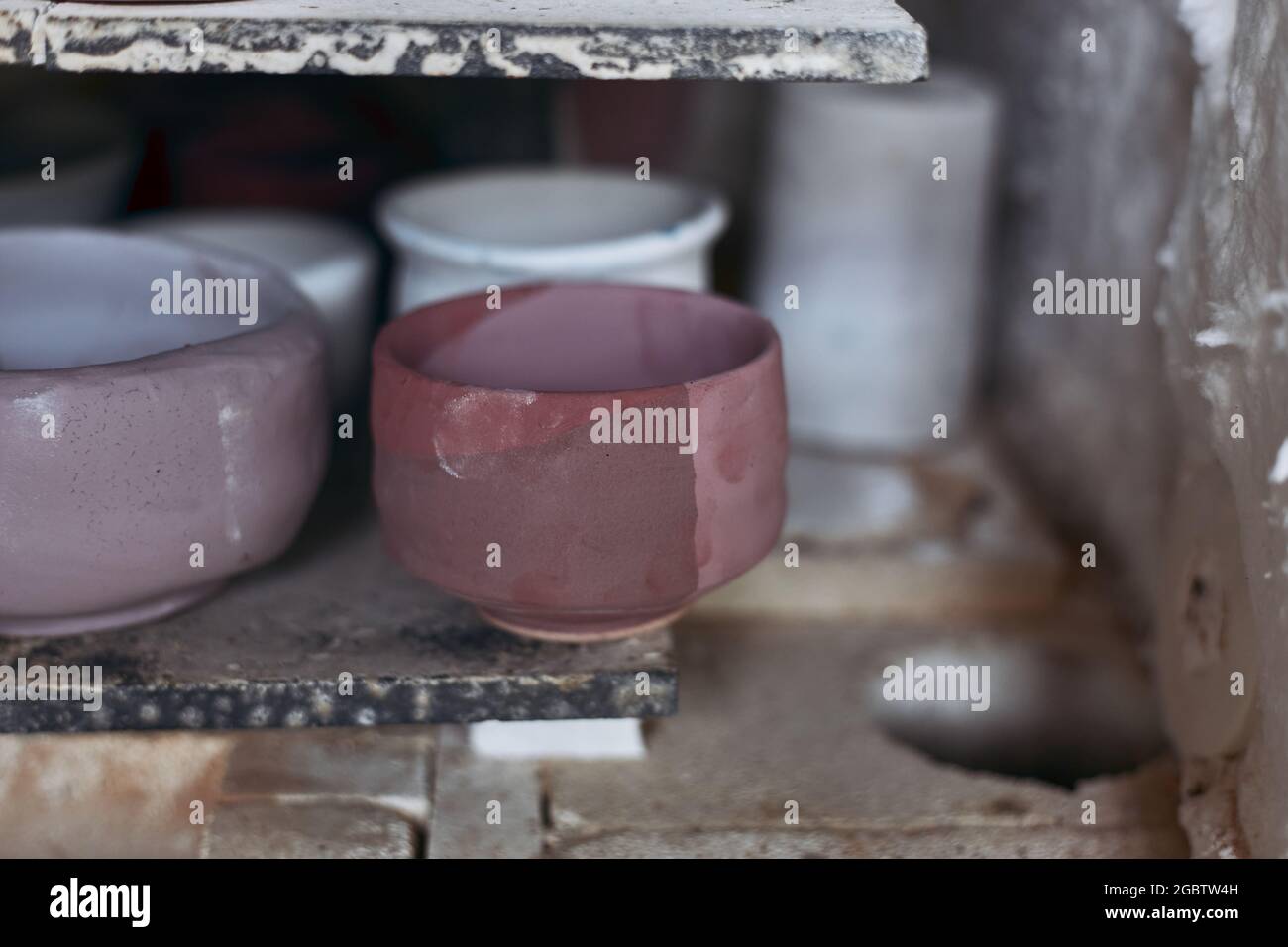 Kiln in Potter's with pottery. Electric oven for ceramic clay