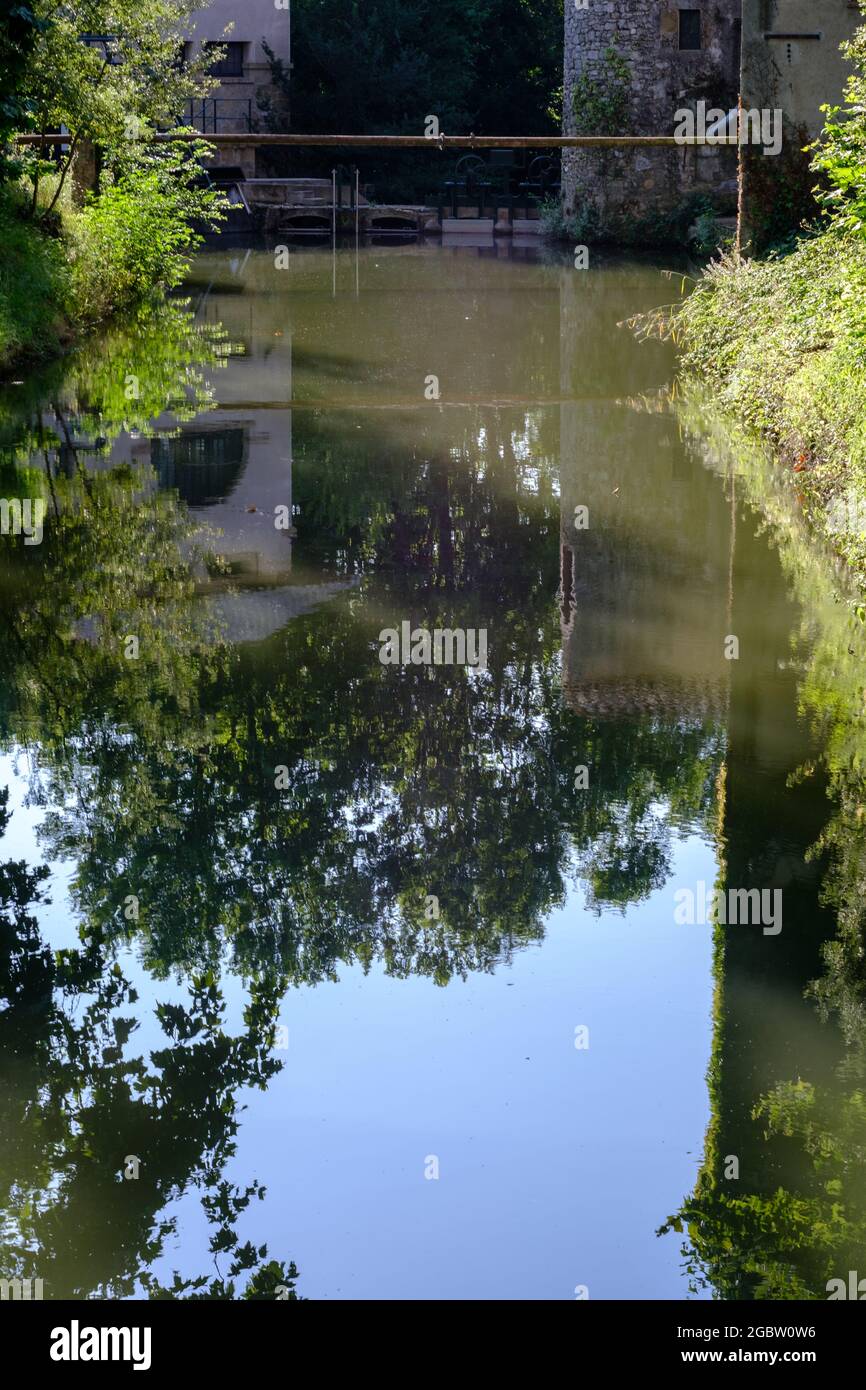 Quiet river water canal reflection landscape Stock Photo Alamy