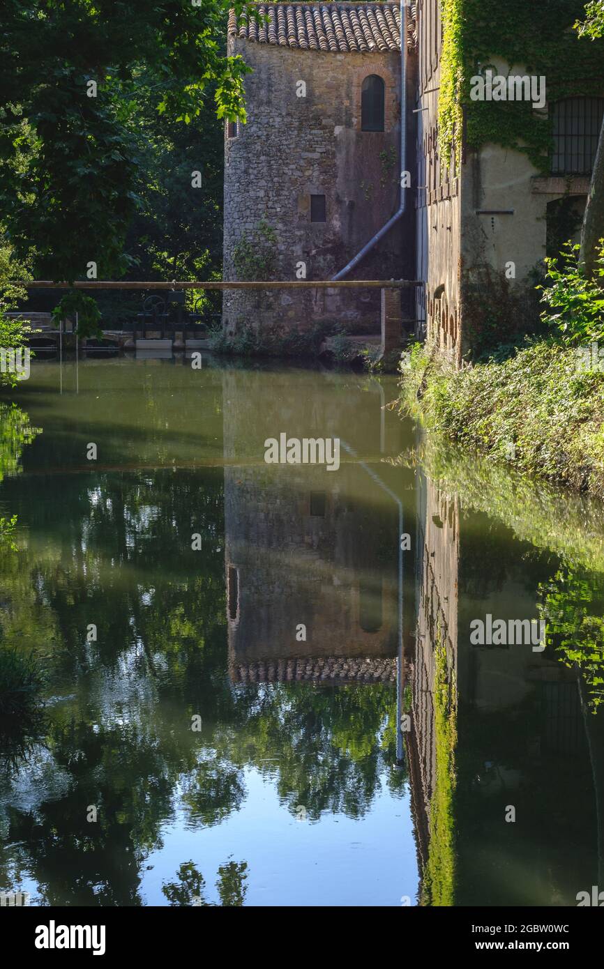 Quiet river water canal reflection landscape Stock Photo Alamy