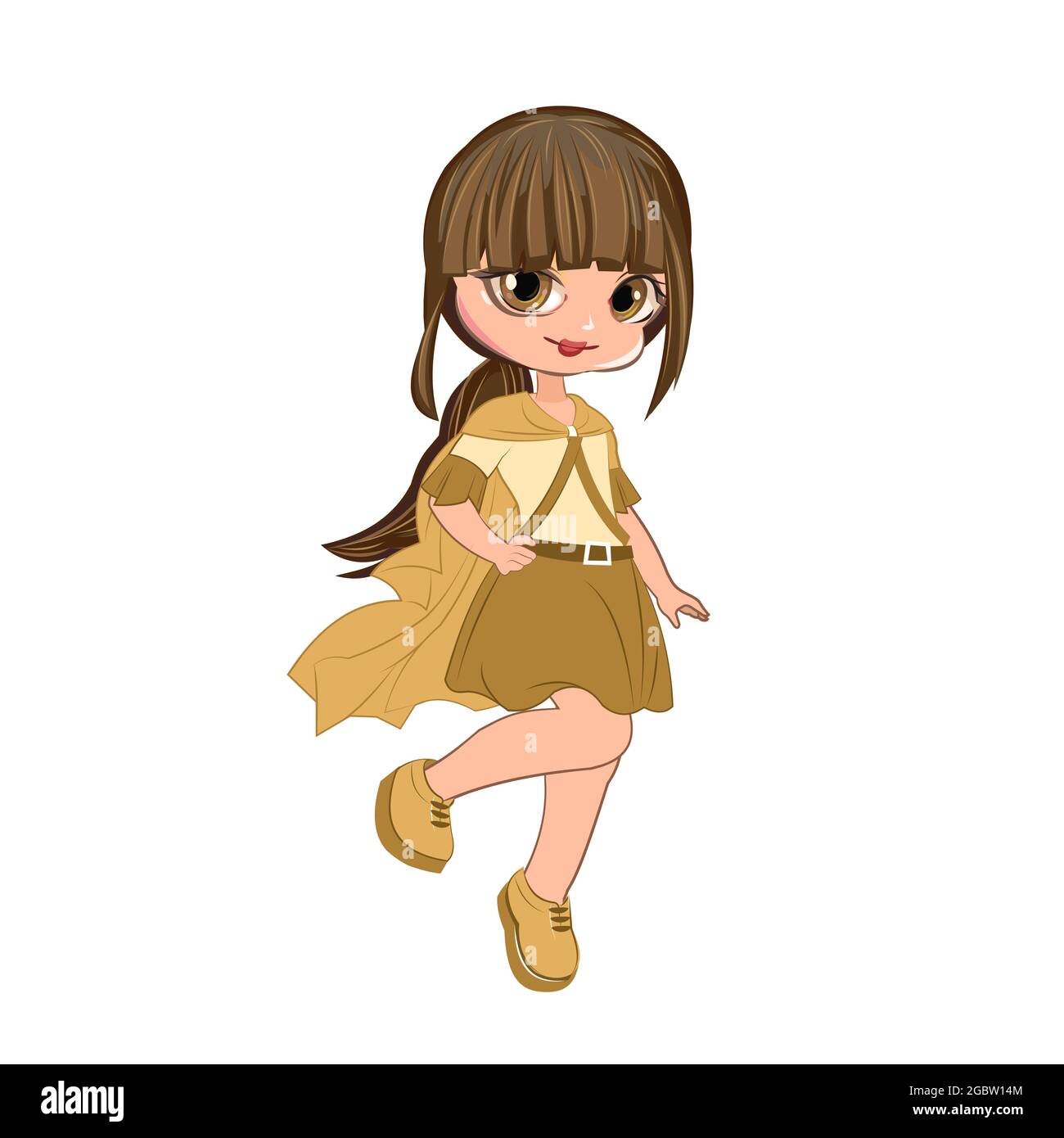 Girl in a summer dress isolated vector illustration on white