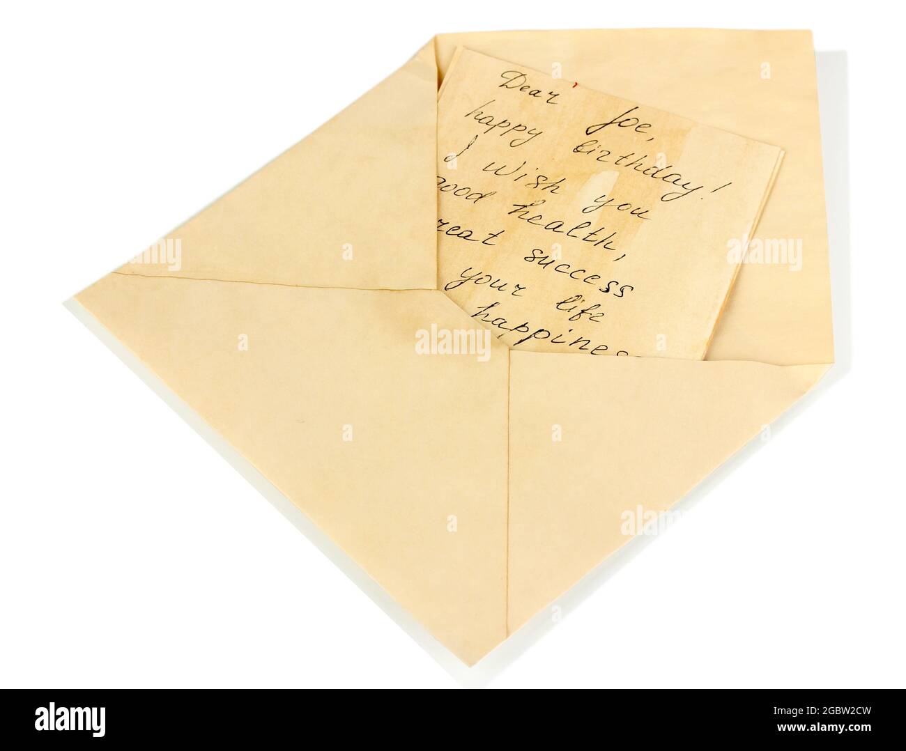 Open old envelope with letter isolated on white Stock Photo - Alamy