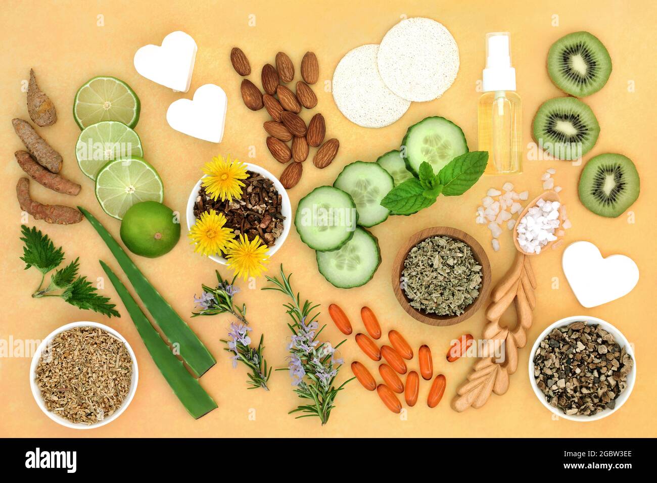 Organic natural skincare beauty treatment ingredients used to treat