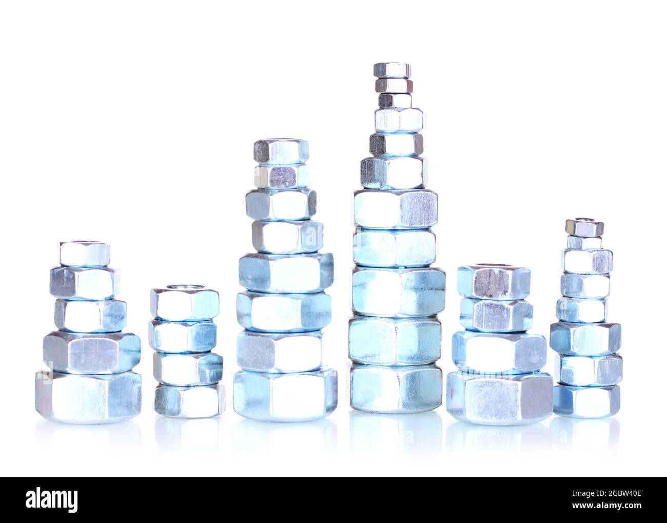 Many types of screw nuts isolated on white Stock Photo Alamy