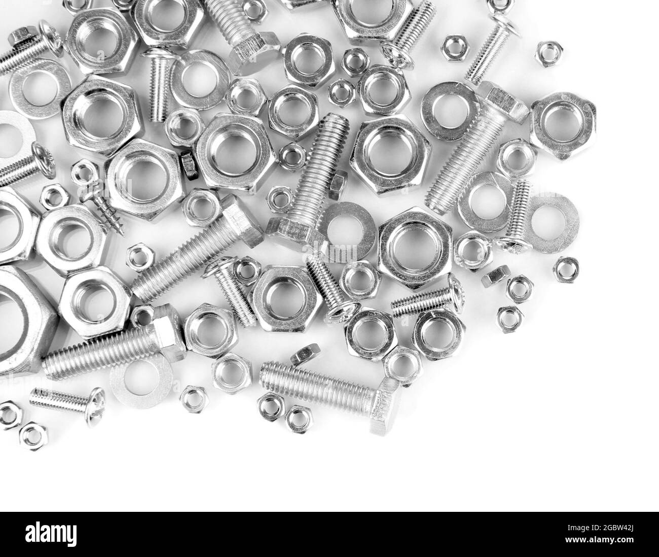 Bolts, screws, nuts isolated on white Stock Photo Alamy