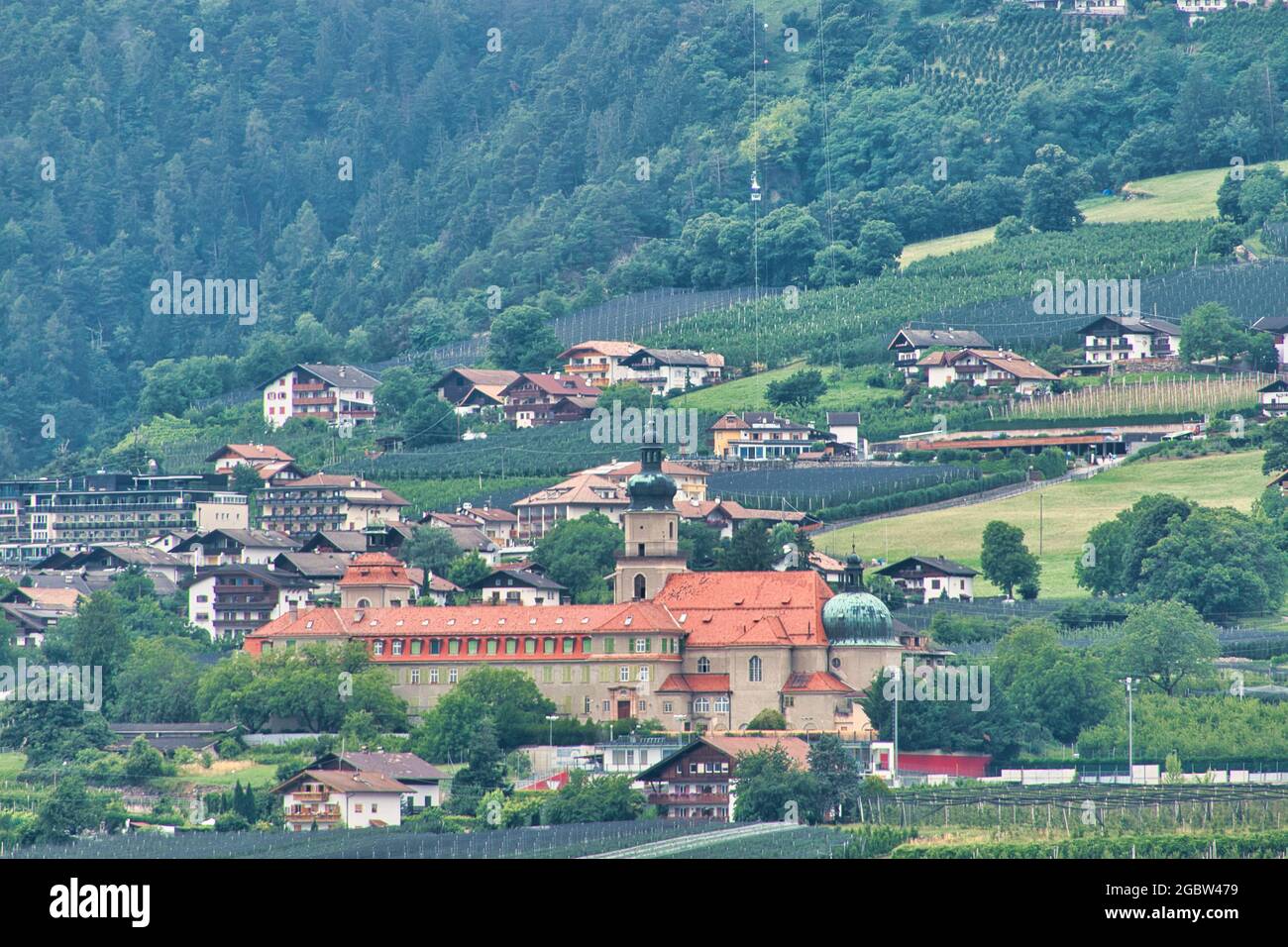 Teleshot ofthe Johanneum in Dorf Tirol near Meran in South Tyrol Stock Photo