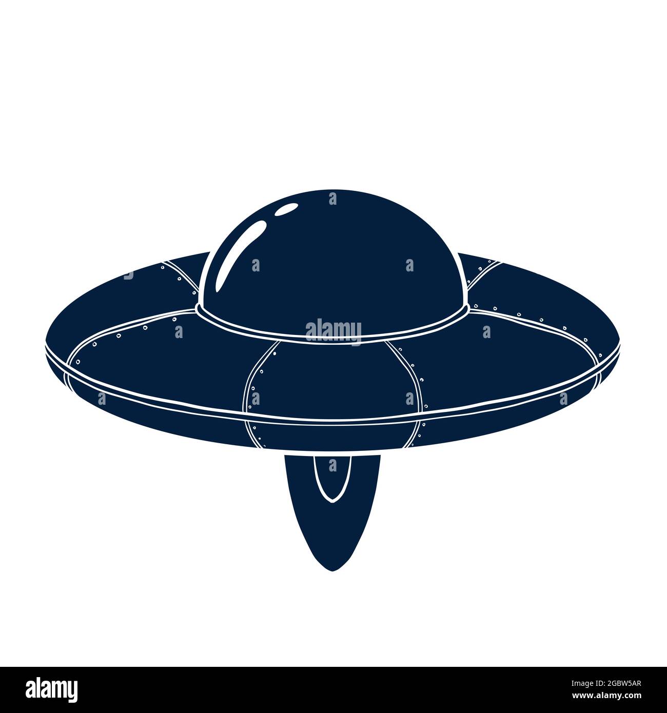 Spacecraft Silhouette. UFO template for logo, emblem, Web design, Prints, Stickers, Card Stock Vector