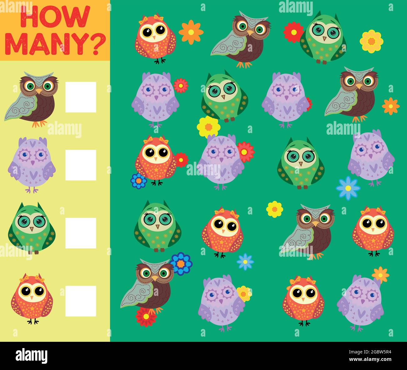 Cartoon Illustration of Educational Counting Activity Game for Children ...