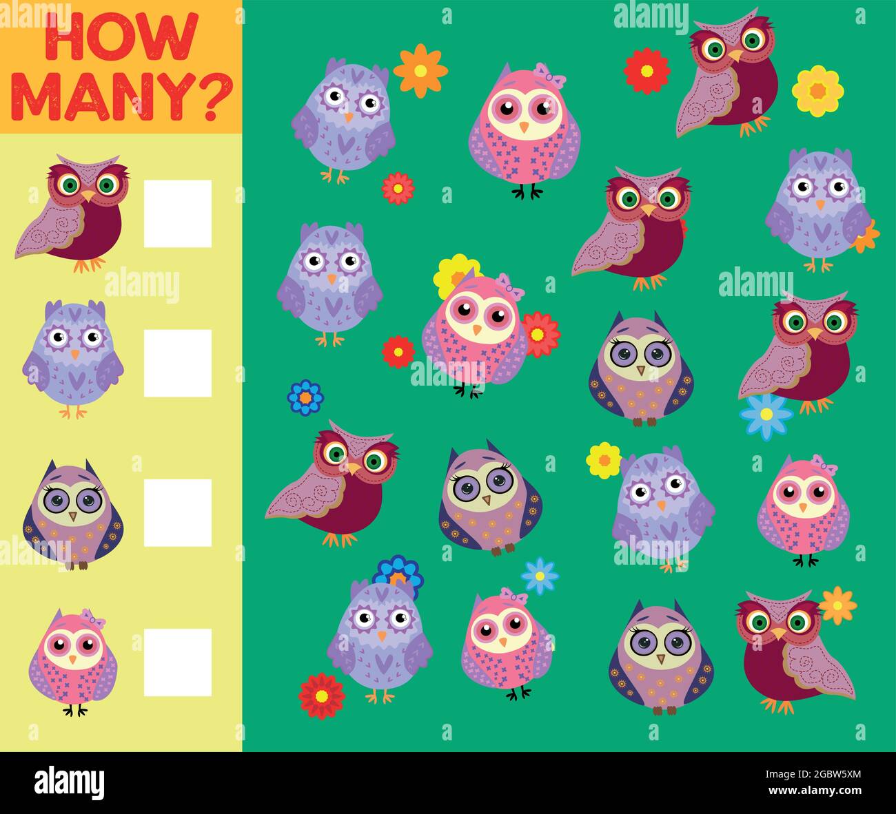 Cartoon Illustration of Educational Counting Activity Game for Children ...