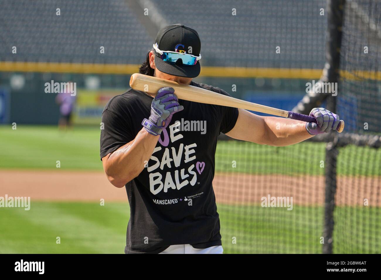August 4 2021: Colorado Rockies outfielder Connor Joe (9) during batting  practice before the game with Colorado Rockies held at Coors Field in  Denver Co. David Seelig/Cal Sport Medi Stock Photo - Alamy