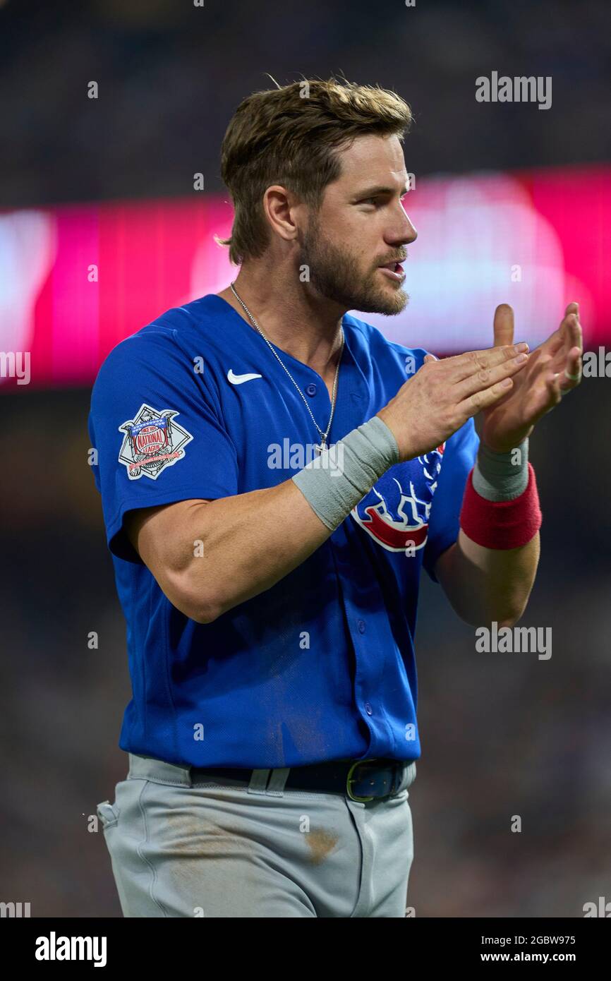 August 4 2021: Chicago Cubs third baseman Patrick Wisdom (16) claps during  the game with the